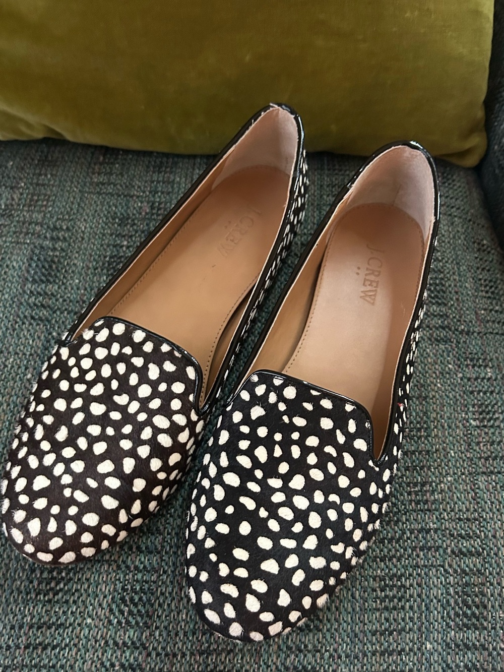 J.Crew calf hair animal print cheetah leopard giraffe loafers shoes 9